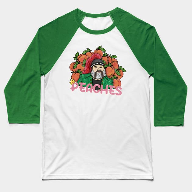 Peaches Baseball T-Shirt by Marrizo's Curios